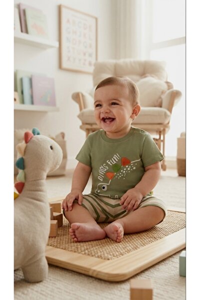 Minivo Kids Dinazorlu Çizgili Şortlu Takım