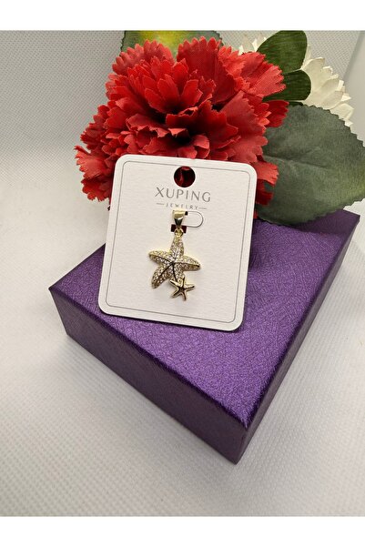 XUPING JEWELRY KUYUM SERİ 14K RENGİ ZİRKON TAŞLI ÇELİK KOLYE UCU
