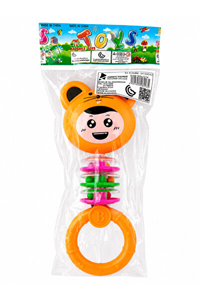Toys خشخيشة أطفال رضع خفيفة الوزن على شكل وجه دب ضاحك مع خرزات صوتية ملونة وم...