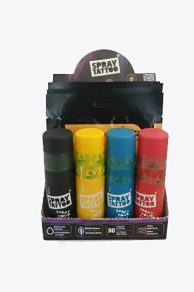 ONE SPRAY TATTOO Mini Başlangıç Seti | 4 Sprey + 6 Şablon Paketi | Geçici Spr...