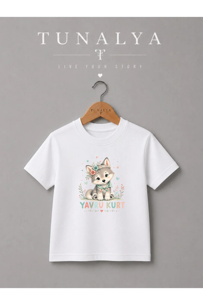 Grafftee Clothing Tunalya Kids T-Shirt with Baby Wolf Design Premium Printed ...