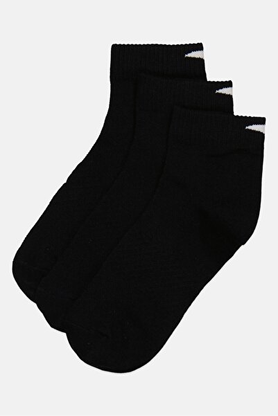 Anta Kids Boy 3 Pairs Brand Logo Ankle Socks, Black