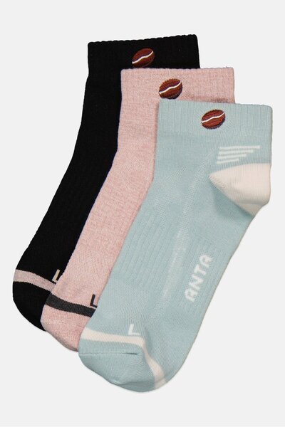 Anta Kids Boy 3 Pairs Embroidered Ankle Socks, Multicolor