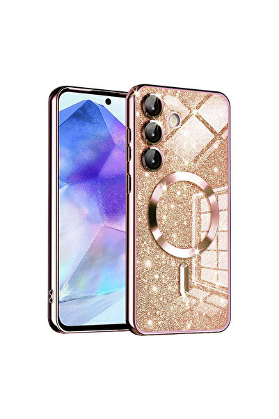 Techsuit Калъф за Samsung Galaxy A55 5G, Lux Glitter MagSafe, розово злато - ...