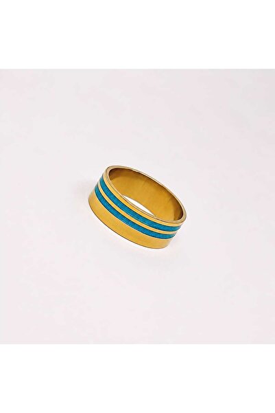 DM ONLINE Gold Blue Glitter Stripe Detail Epoxy Design Ring