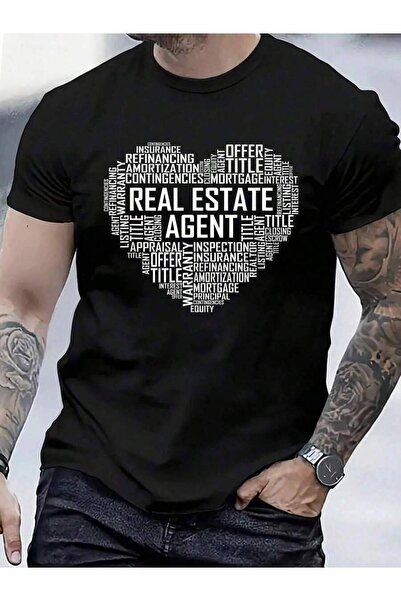 9TAY تي شيرت قطني 100% بتصميم قلب وكيل عقارات فاخر، هدية لبائع المنازل، للرجا...
