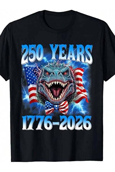 9TAY تي شيرت بمناسبة 250 عامًا من الاستقلال الأمريكي 1776-2026 بتصميم ديناصور...