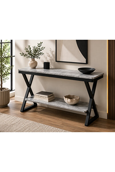 N.zone Modern Console Table with Luxurious Marble Top and Sturdy Metal Frame ...