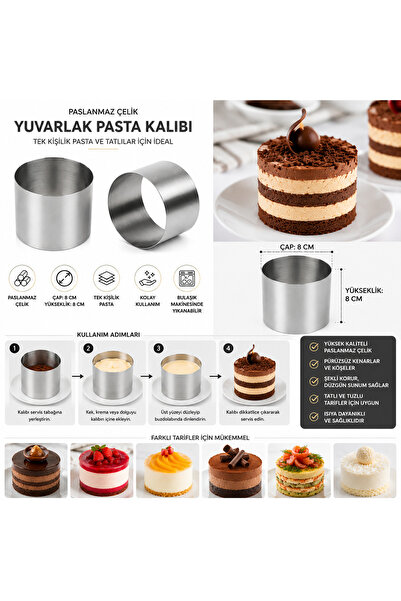 Lilasso Home قالب كيك دائري من الفولاذ المقاوم للصدأ مقاس 8x8