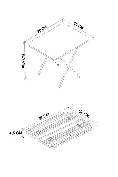 Bofigo GardenFlex Masa Yemek Masası Mutfak Masası Balkon Masası Katlanır Masa 60x80 Cm Siyah