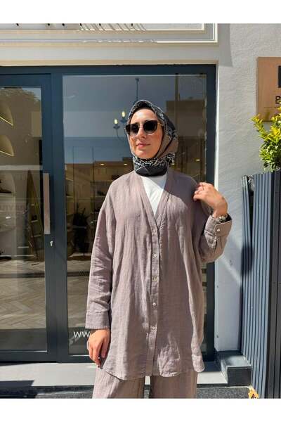 QOOQ STORE 26SS240 Elba Kadın Gömlek Gri