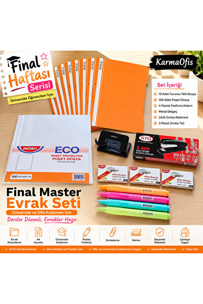 KarmaOfis مجموعة فاينل ماستر للمستندات |   10 ملفات ملفوفة بخيوط برتقالية + 1...