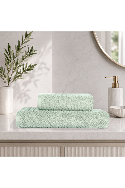 ALTINBAŞAK TEKSTİL Lavenza 100% Cotton Jacquard 2-Piece Bathroom Set Mint 50X...