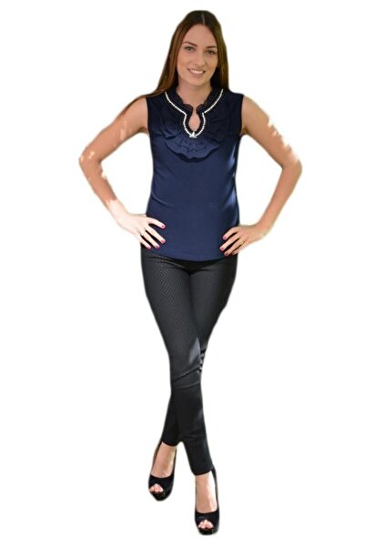 OEM Top elegant de primavara-vara, culoare bleumarin, cu strasuri