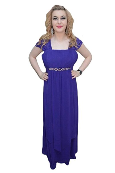 OEM Rochie lunga de nunta, nuanta de mov, cristale argintii fine