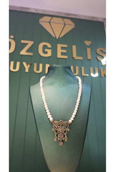 özgeliş kuyumculuk Tasarım Broşlu İnci Kolye