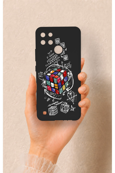 Vip Case حافظة سيليكون متوافقة مع Realme C21Y بنمط مكعب روبيك
