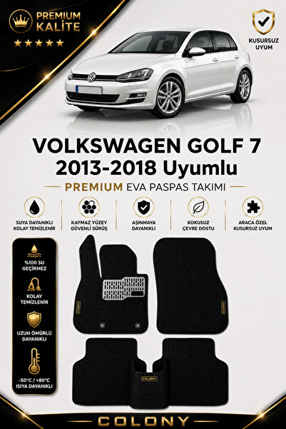 COLONY Volkswagen Golf 7 Uyumlu EVA Paspas Tam Set–Araca Özel,Kolay Montaj,Su...