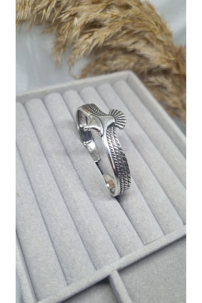 ZEYKU ACCESSORİES Kartal Motifli Oksitli Gümüş Erkek/Kadın Kelepçe Bileklik (...
