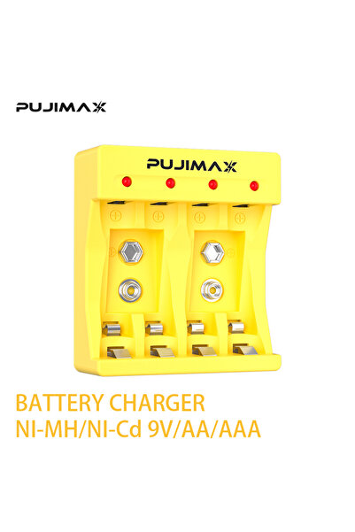 Choice Yellow PUJIMAX 4 Slots Smart 9v Battery Charger Aaa AA NiMH NiCd Batte...