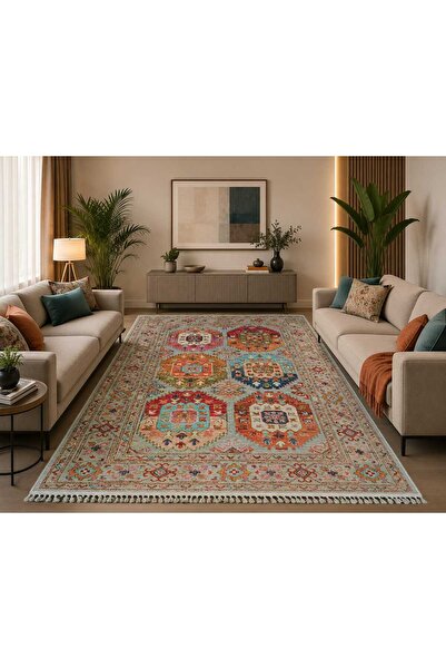 Vintage Antik Kilim %100 Antialerjik İnce Dokuma Makina Halısı Kaymaz Taban Ö...