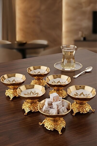 PLT Design Titanyum 6’lı Ayaklı Porselen Lokumluk Kahve Yanı Lokumluk