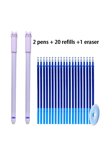 Choice purplepen blue ink Creative Cat Animal Erasable Gel Pen Set, 0.5mm Was...