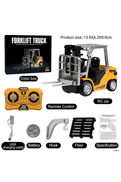 Choice Forklift 1:64 2.4G RC Mini Alloy Car Forklift with Trailer Excavator D...