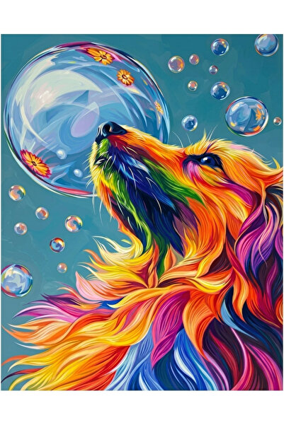 Hobiline Gökkuşağı Köpek 30x40 Hı Stone 5D Elmas Boncuklu Taş işleme Mozaik G...