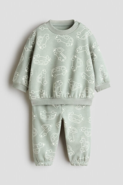 H&M 2 Parçalı Baskılı Sweatshirt Set