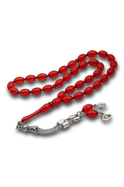 FM 💎   Premium Shiny Antique Metal Tasseled Red Amber Prayer Beads