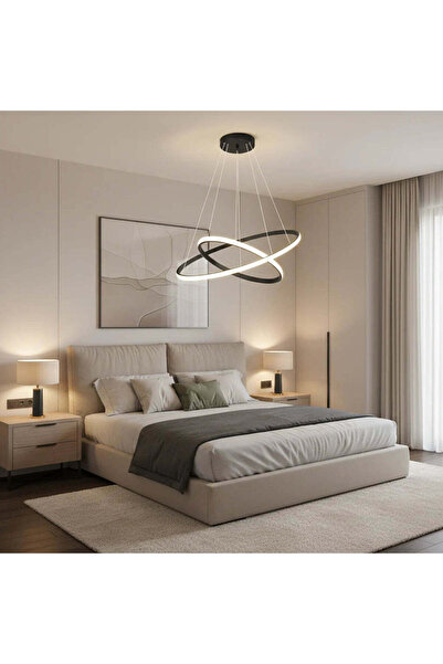 OEM RICCI 25W LED висящ полилей, 2 кръга, студена/топла/неутрална светлина, ч...
