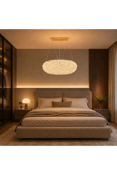 OEM Modern Chandelier with Crystal, Remote Control, PRUGU, 42W, Warm/Neutral/...