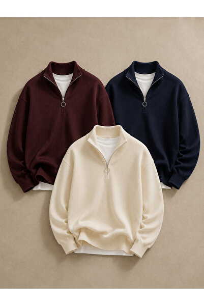 pepule 3-Pack Advantageous Men's Casual Half-Zip Winter Knitwear Thessaloniki...