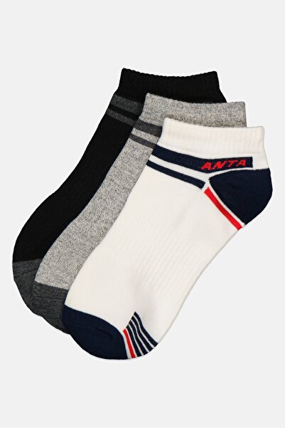 Anta Kids Boy 3 Pairs Brand Logo Ankle Socks, Multicolor