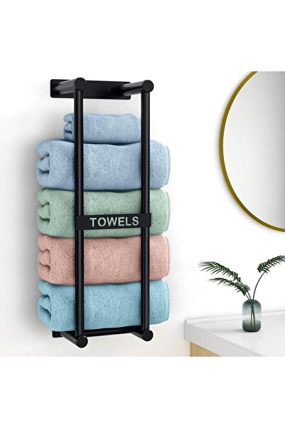 Dotail Towel Rack, Support Bar, 19 x 14 x 56 cm, Stainless Steel, Black