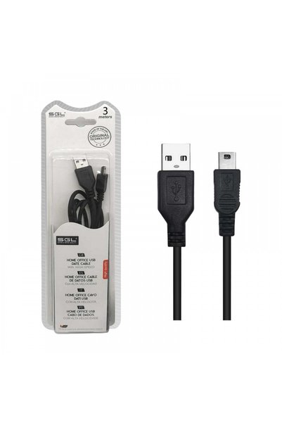 sgl Καλώδιο USB 2.0 USB-A αρσενικό - mini USB-A αρσενικό Μαύρο 3 μ. (097190)