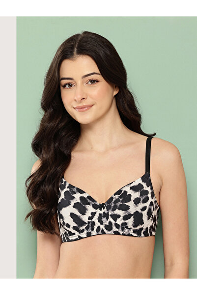 Leading Lady By Styli Black Printed Lightly Padded Non Wired T-Shirt Bra