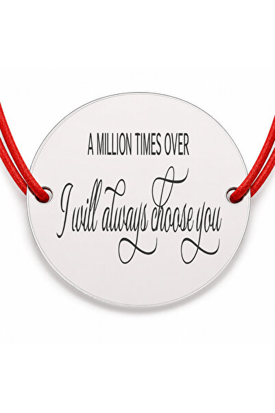 Simoshop Brățară argint 925 cu mesajul I will always choose you, șnur reglabi...