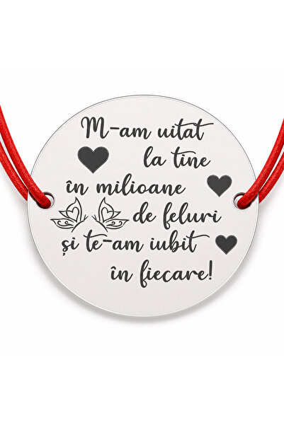 Simoshop Brățară argint 925 cu mesajul M-am uitat la tine, șnur reglabil — cadou