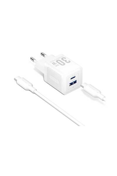 Vention 30W GaN Çift Çıkışlı (USB-C 30W USB-A 30W) Hızlı Şarj Başlığı 1m Kablolu iPhone Uyumlu TZ-FEQ ( Distribütör Garantili )