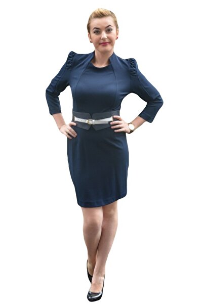 OEM Rochie shic, de culoare bleumarin, maneci trei-sferturi