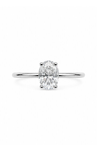 KAIROS JEWELRY 14 Ayar Altın Oval Kesim Klasik Tektaş Yüzük