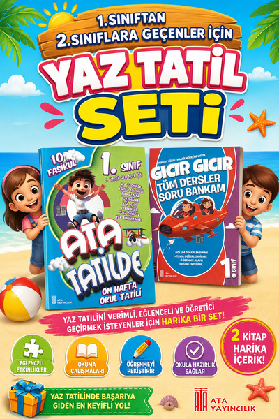 Ata Yayıncılık 1. Sınıftan 2.Sınıfa Geçenler İçin Ata Tatilde + Tüm Dersler S...