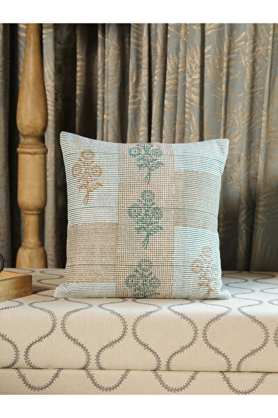 Sanskrutihomes By Styli Green Cotton Floral Cushion Cover, Medium