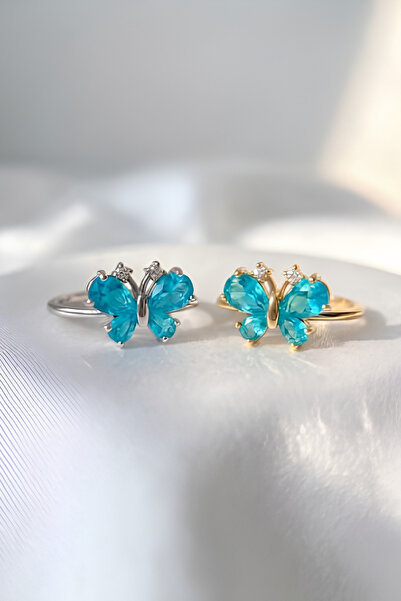 Elifsu Jewelry Zircon stone special production 2-piece set butterfly design ring