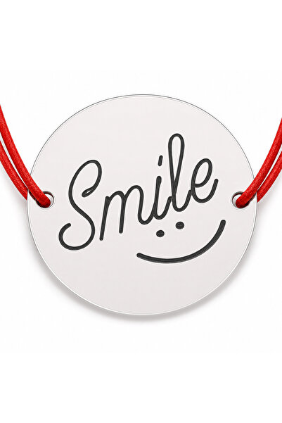 Simoshop Brățară argint 925 cu bănuț Smile, șnur reglabil — cadou vesel