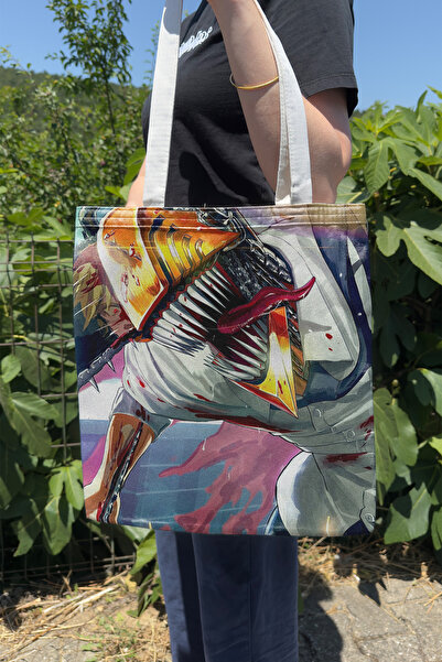 ZipZap Chainsaw Man V2 Summer and Winter Double-Sided Canvas Print Tote Bag A...