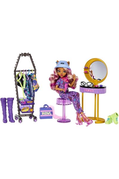 MONSTER HIGH Set de Joaca Cu Papusa Clawdeen Wolf Si Accesorii, Studio Dressi...