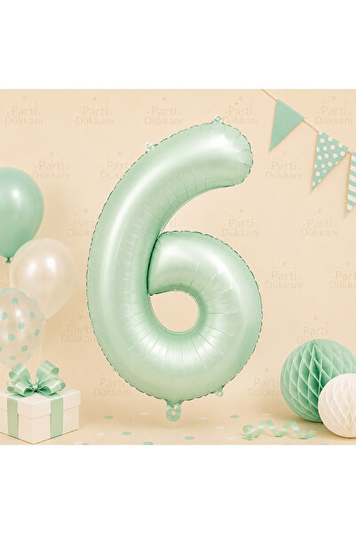 Parti Dükkanı 16 Inch 36 cm Green 6 Number Foil Balloon Birthday Age Balloon ...